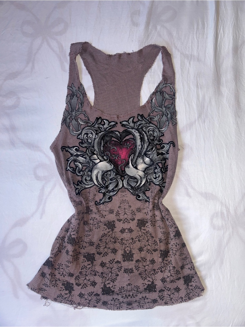 Y2K Ed Hardy–style Distressed Fairy Grunge graphic tank top 🖤💗